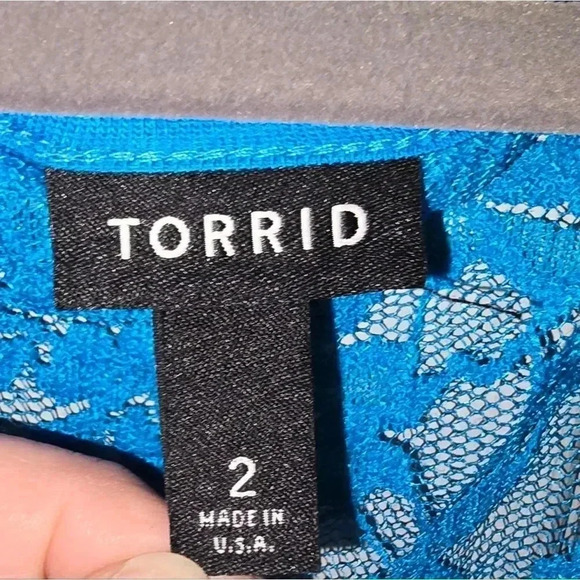 Torrid Ocean Blue Lace Overlay Tank Dress Midi Knee Length Women's Plus 2X 18 20 - Picture 3 of 6